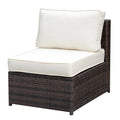 Brown and Beige Rattan Patio Armless Chair O574665
