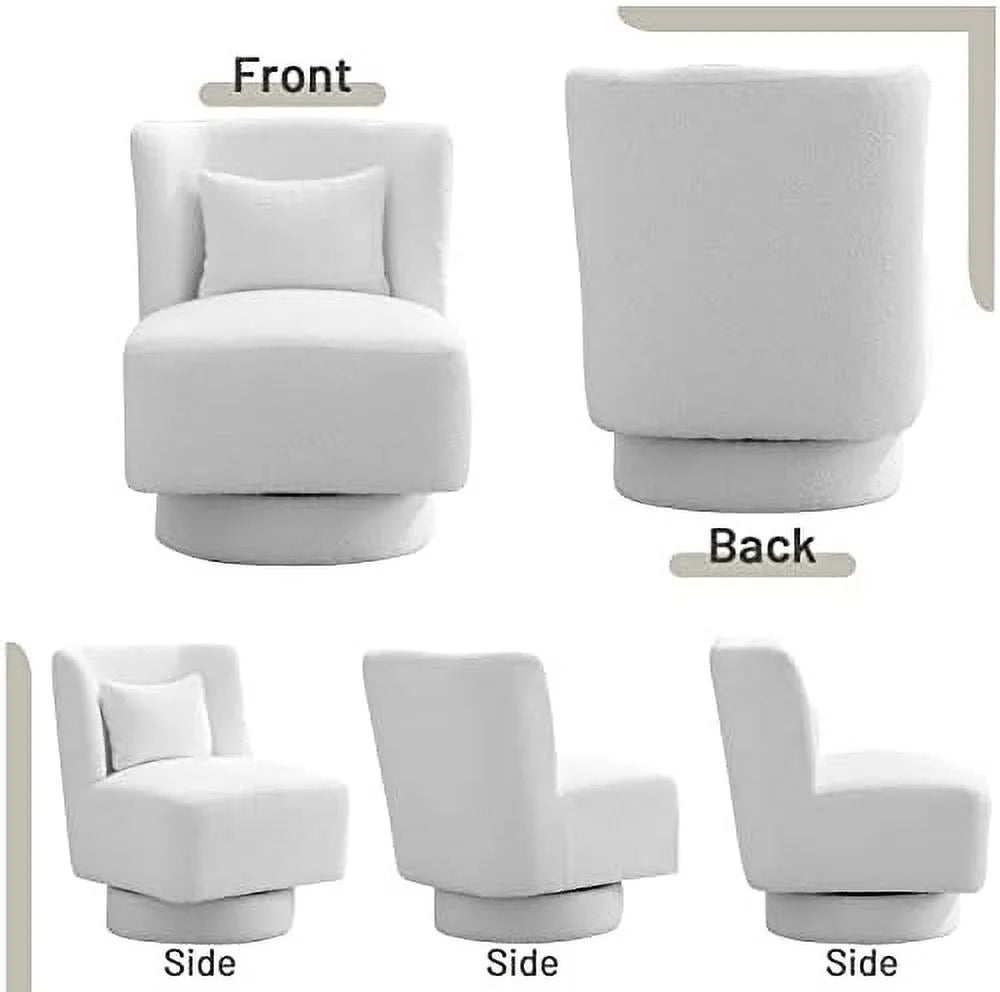 Swivel Barrel Boucle Chair with Pillow O195