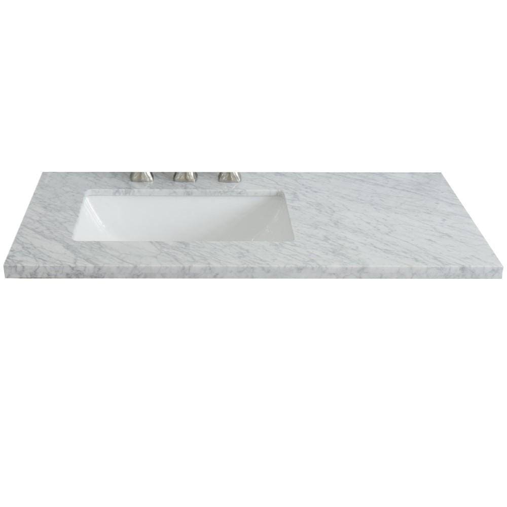 White Carrara Top Rectangle Left Sink N5072