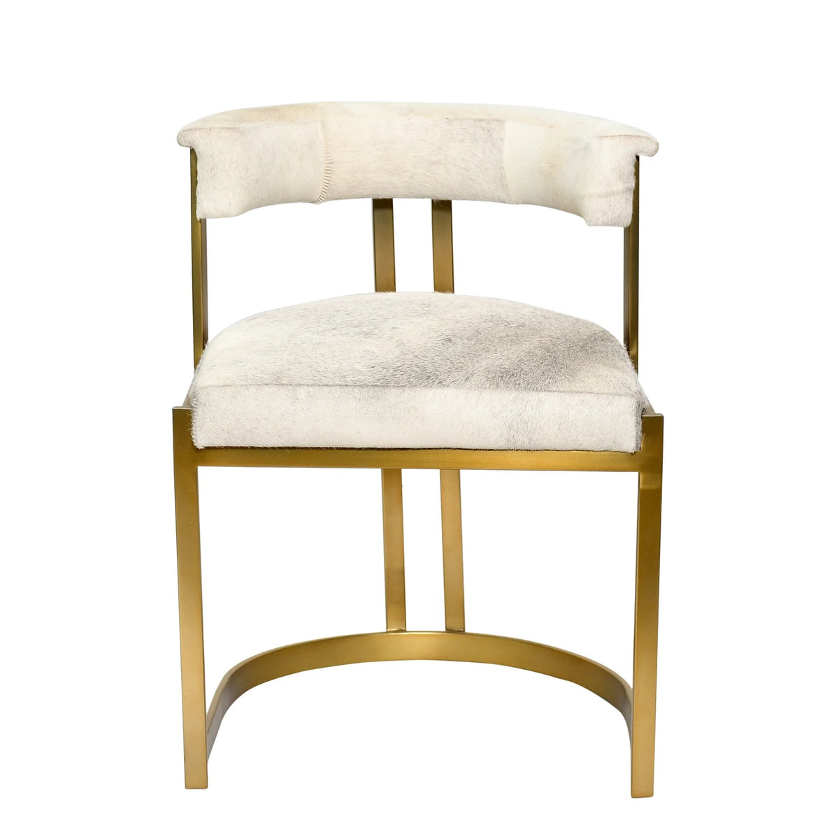 Gold Stainless Steel Chair with Grey Leather Seat Q55706