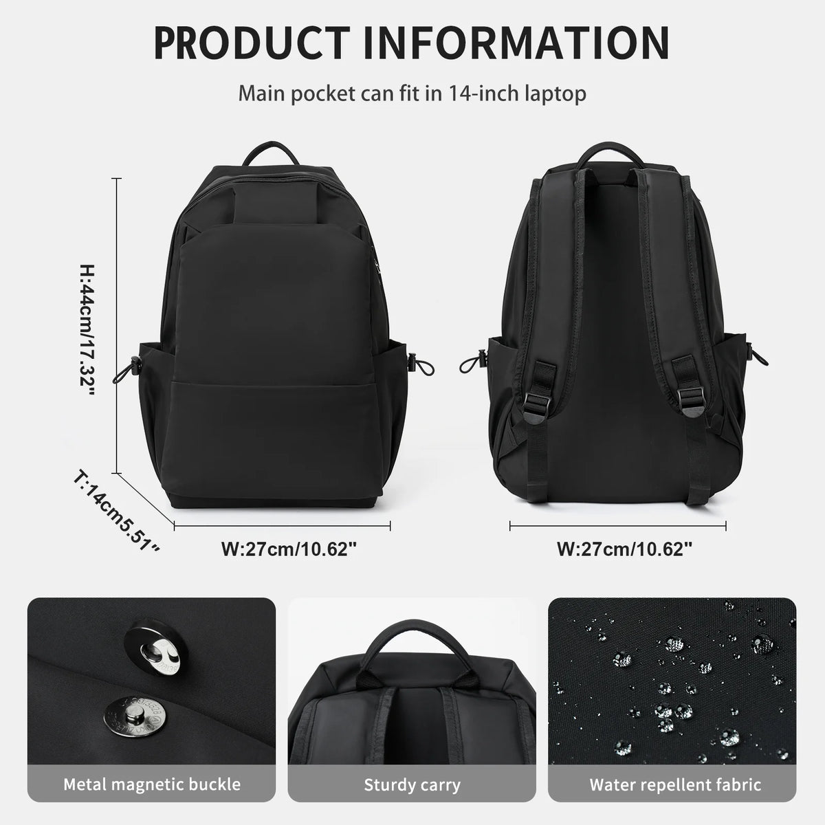 Black 15.6 Inch Laptop Backpack D54875