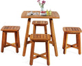 5 Piece Acacia Wood Patio Dining Furniture Set with 4 Stools T397