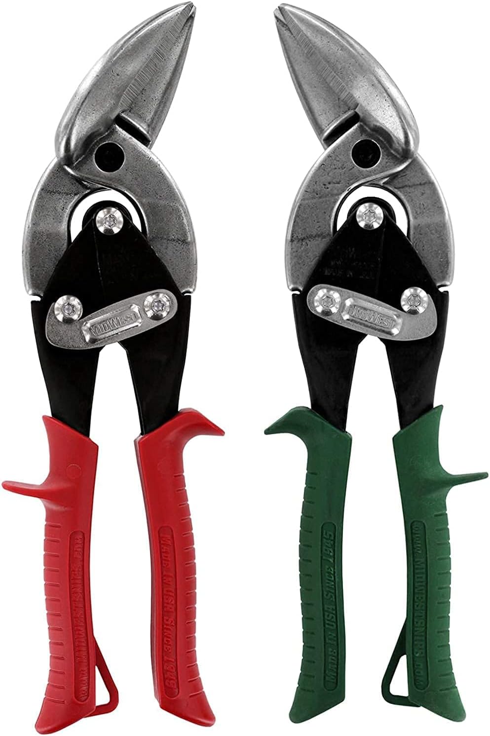 Aviation Snip Set, Left and Right Cut Offset Tin Cutting Shears, Forged Blade, Comfort Grips, Pack of 2 B947