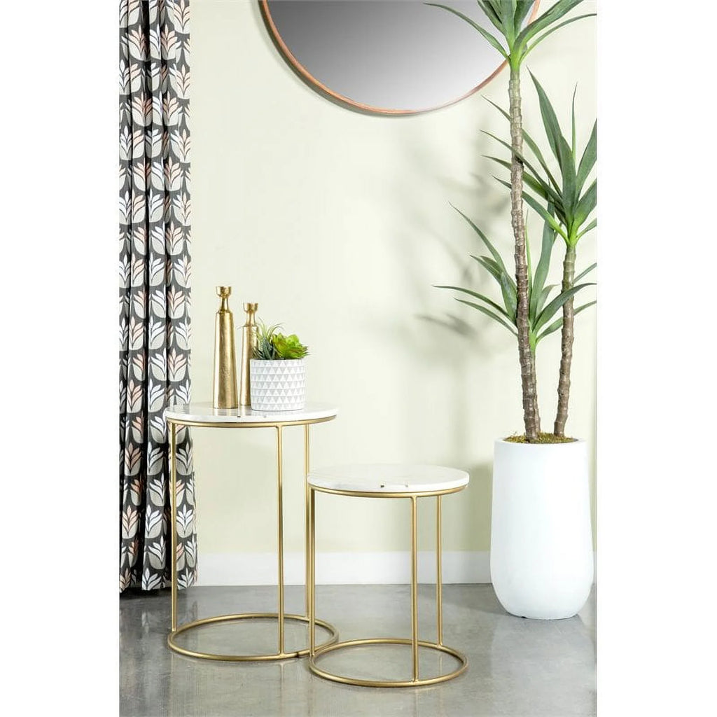 2 Piece Round Marble Top Nesting Tables M4225