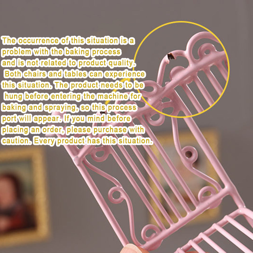 Miniature Metal Pink Table Chair for Dolls House Furniture I4595